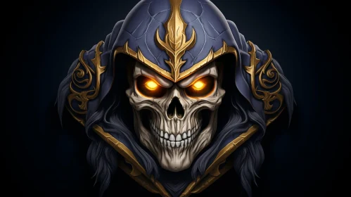 Dark Fantasy Skull Illustration with Glowing Eyes