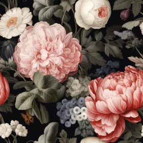 Dark Floral Pattern - Vintage Hand-Painted Design