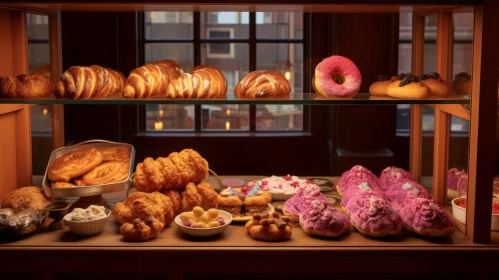 Delicious Bakery Display Case with Assorted Baked Goods