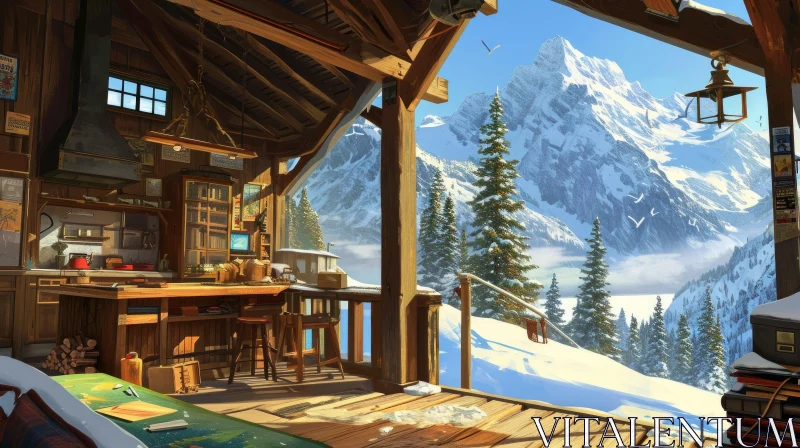 Idyllic Mountain Cabin: A Cozy Retreat in Nature AI Image