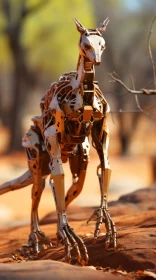 Mechanical Kangaroo in Desert Landscape - An Artistic Blend of Nature and Cyberpunk