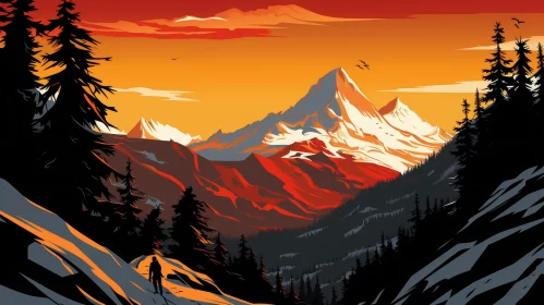 Mountain Range Sunset Landscape