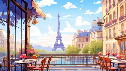 Paris Cafe View with Eiffel Tower | Scenic Cityscape