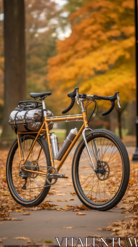 Rustic Bicycle Leaning Against Tree in Nature AI Image