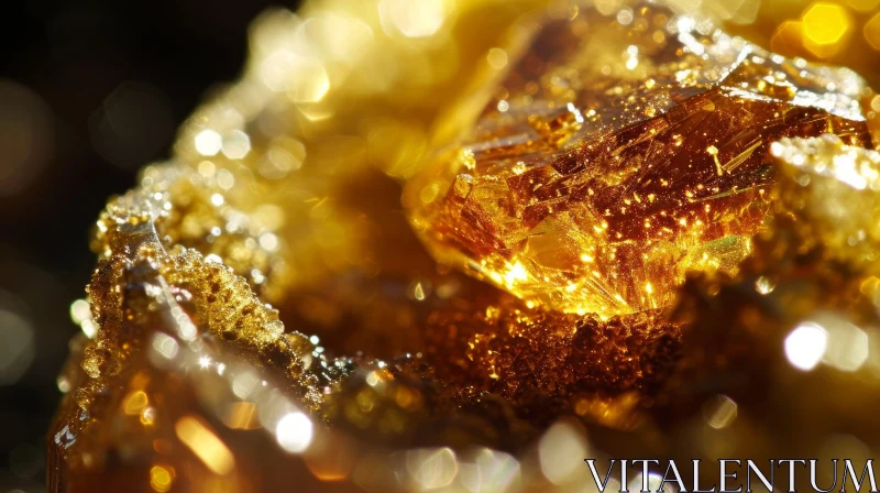 Shiny Amber Gemstone | Translucent Golden-Brown Color | Close-Up AI Image