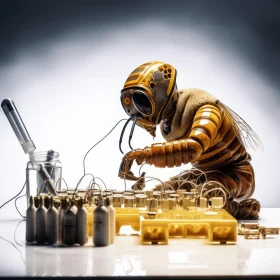 Surreal Bee Robot Miniature Artwork