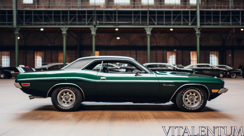 Classic 1970 Dodge Challenger R/T Muscle Car in British Racing Green AI Image