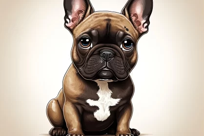 Cartoon French Bulldog Puppy in Hyper-Detailed Illustrations