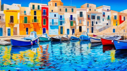 Charming Italian Harbor Painting
