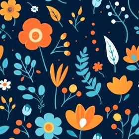 Dark Blue Floral Pattern - Seamless Design