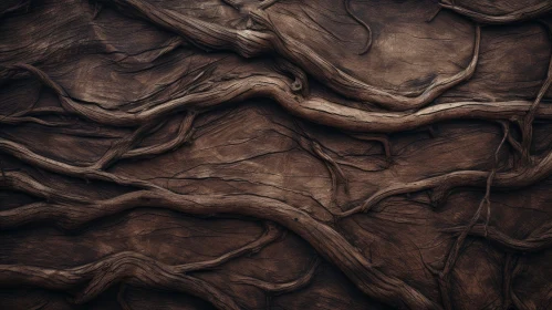 Dark Brown Tree Roots Wooden Background