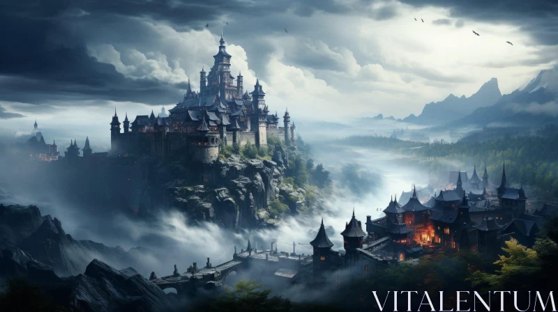 Enchanting Fantasy Castle Digital Painting AI Image