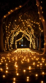 Fairy Tale Pathway with Twinkling Lights: A Celebratory Nature Scene