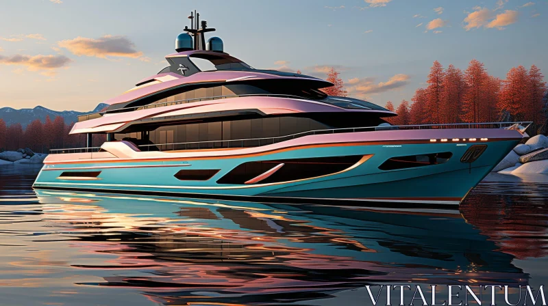 Modern Yacht Design at Sunset AI Image