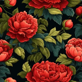 Red Peonies Floral Pattern - Elegant Design