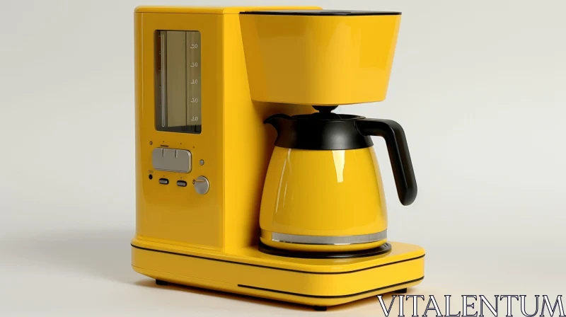 Yellow Coffee Maker on White Table AI Image