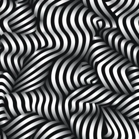 Black and White Wavy Stripes - Abstract 3D Vector Illustration