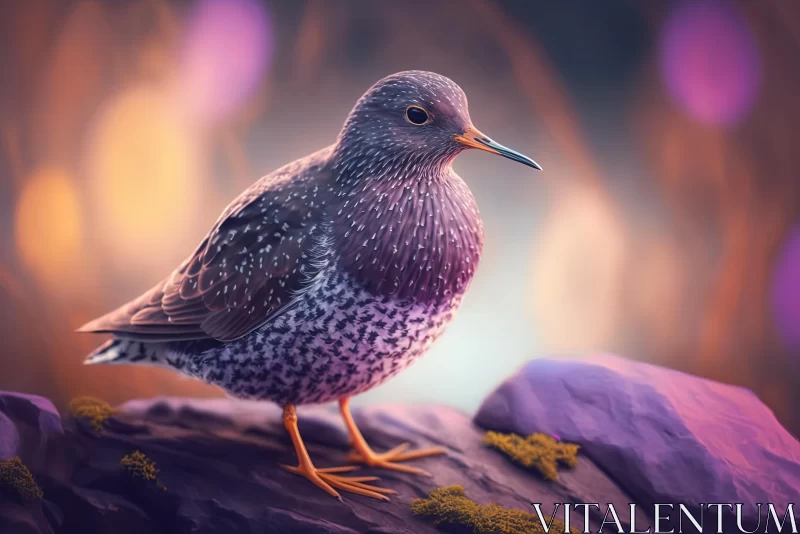 Captivating Bird Artwork on a Rock | Realistic Rendering AI Image