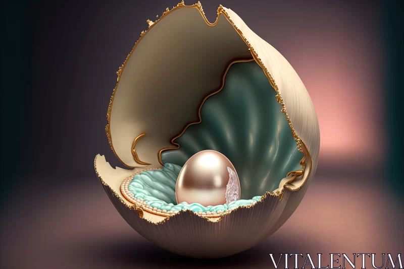 Captivating Pearl Nestled Inside an Enigmatic Egg | Abstract Art AI Image