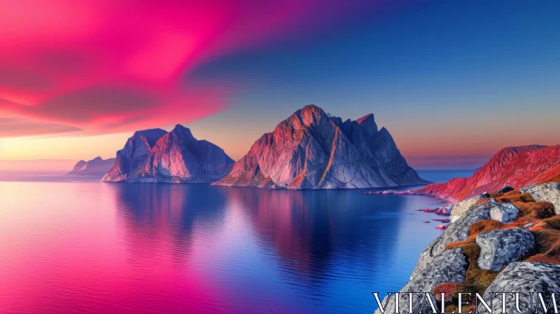 Norwegian Fjord Sunset - A Breathtaking Natural Beauty AI Image