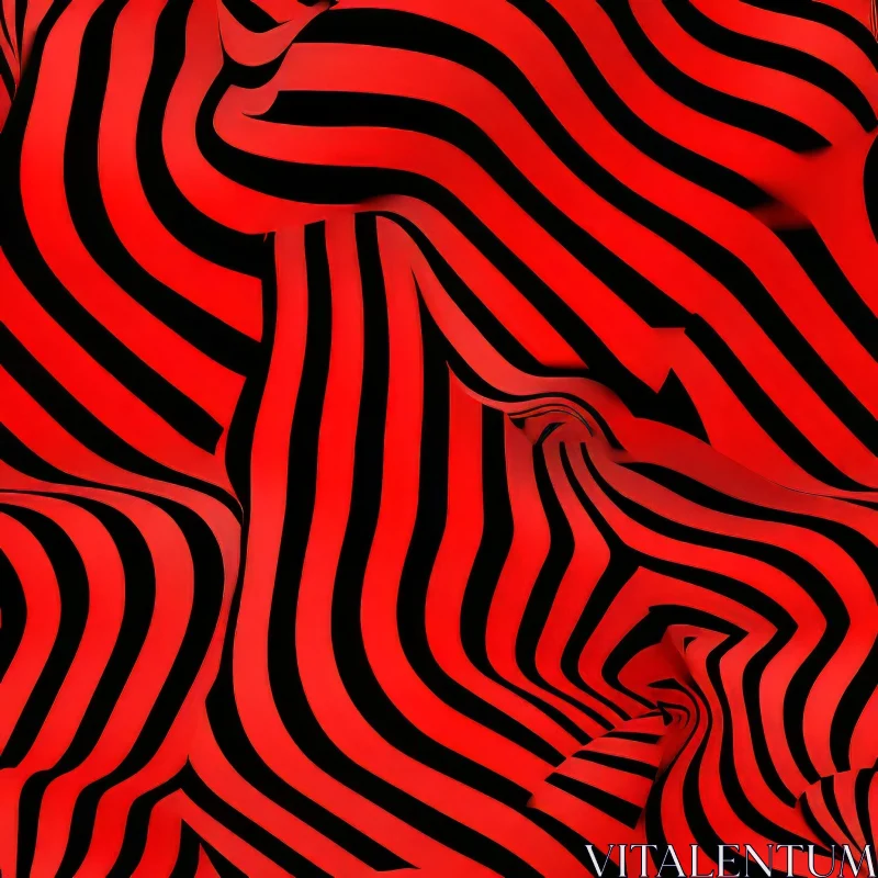 Red and Black Striped Pattern - Curved and Distorted Stripes AI Image