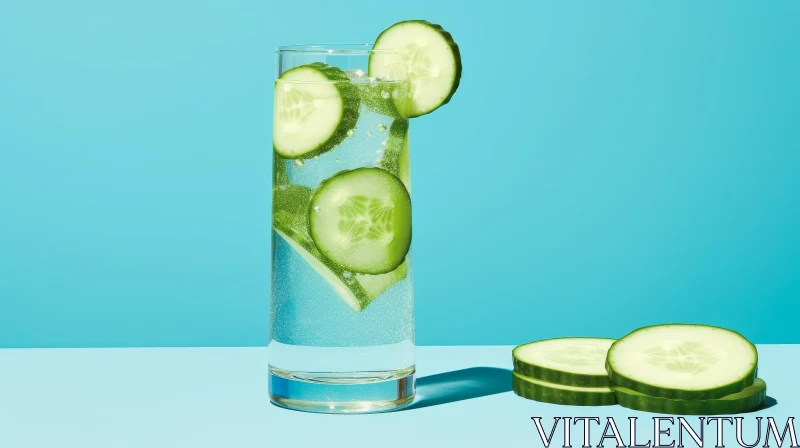 Refreshing Glass of Water with Cucumber Slices AI Image