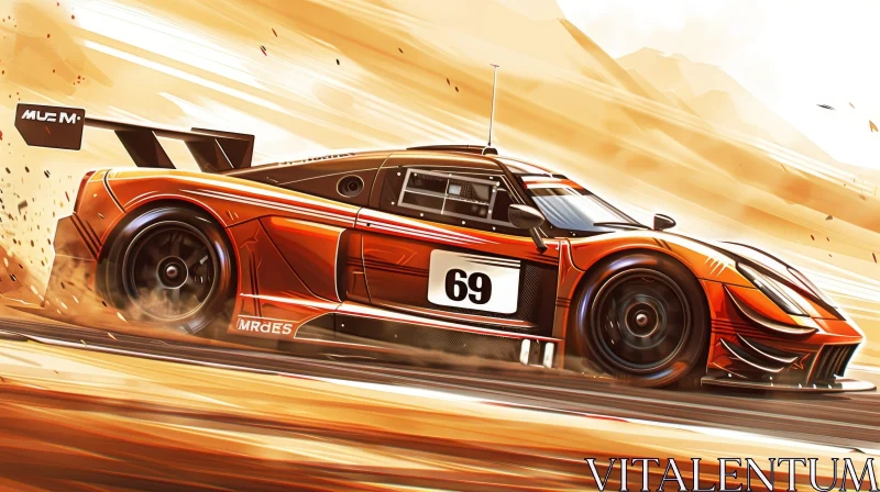 Speeding Race Car Digital Painting AI Image