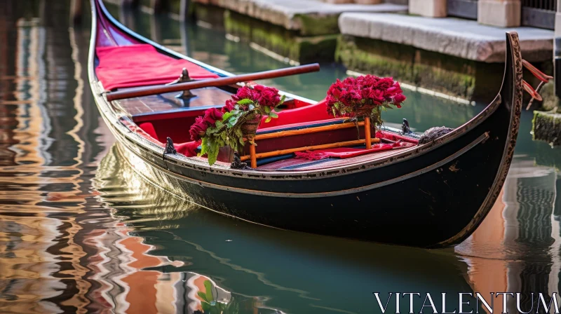 Venice Gondola on Canal in Italy AI Image