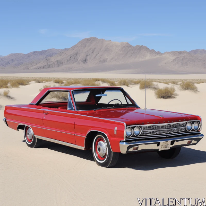 Vintage Red Car on Desert Floor - Realistic and Detailed Renderings AI Image