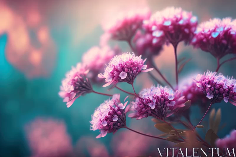 Abstract Pink Flowers Against Purple Background - Detailed Nature Depictions AI Image