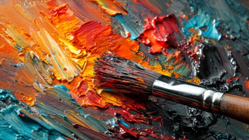 Artist's Palette with Brush and Oil Paint