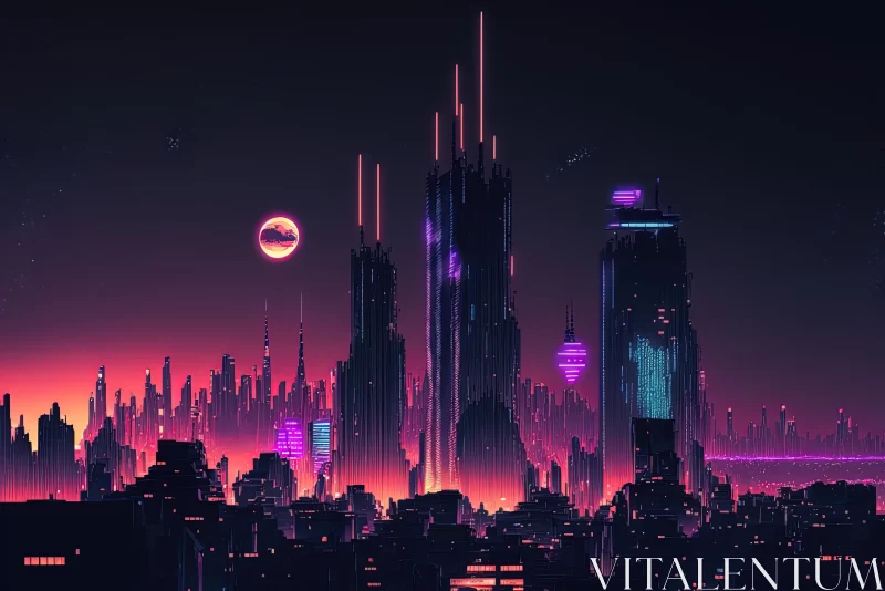 Captivating Futuristic City Building in Purple | Mesmerizing Cityscape AI Image