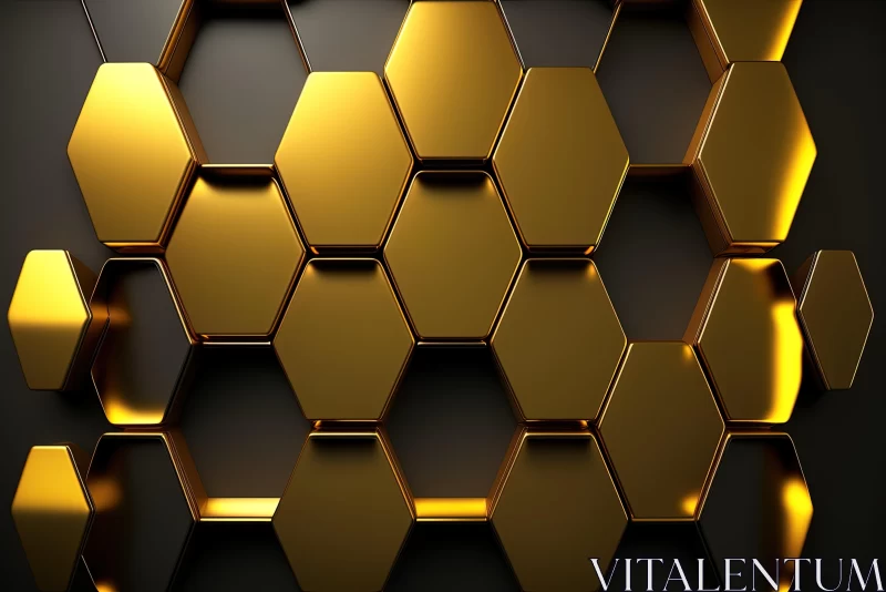 Captivating Gold Hexagon Wallpaper: 3D HD with Contrasting Shadows AI Image