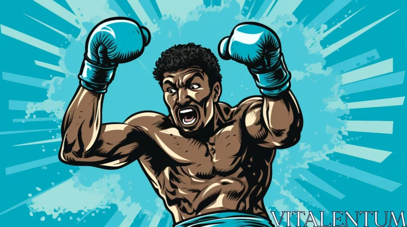 Cartoon Boxer Victory Art AI Image
