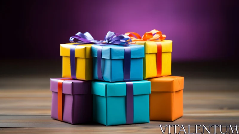 AI ART Colorful Gift Boxes on Dark Background