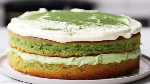 Delicious Two-Layer Cake with Green Tea Frosting