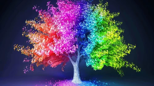 Rainbow Tree - Colorful Leaves Gradient in Nature