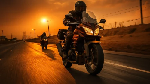 Sunset Motorcycling Adventure: Two Riders on the Road
