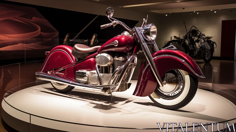 Vintage Red Indian Chief Motorcycle from the 1940s AI Image