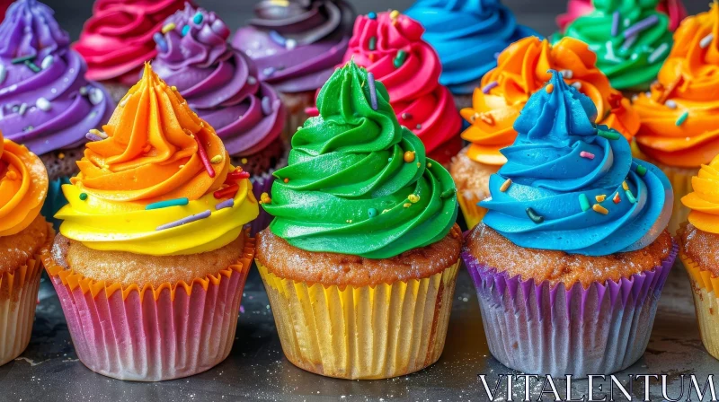 AI ART Colorful Cupcakes with Frosting and Sprinkles