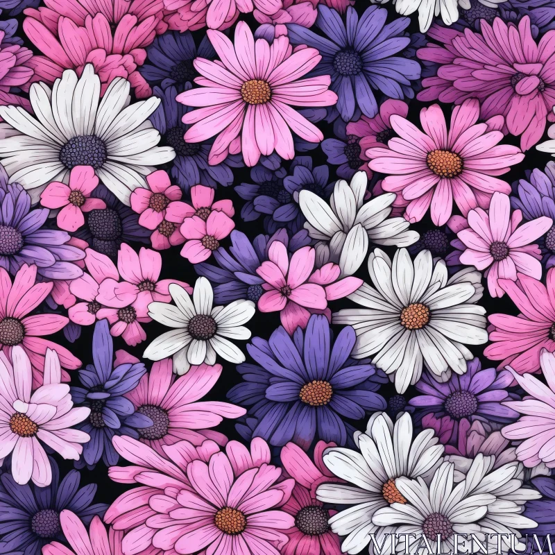 Colorful Daisy Seamless Pattern AI Image
