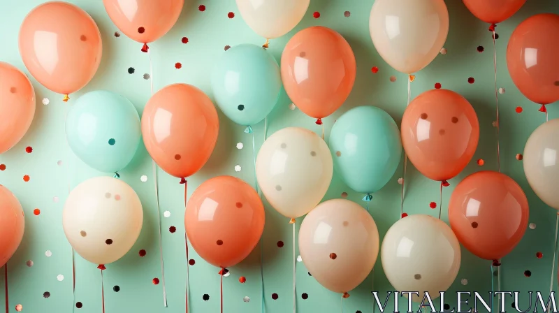 Colorful Festive Balloons and Confetti Background AI Image