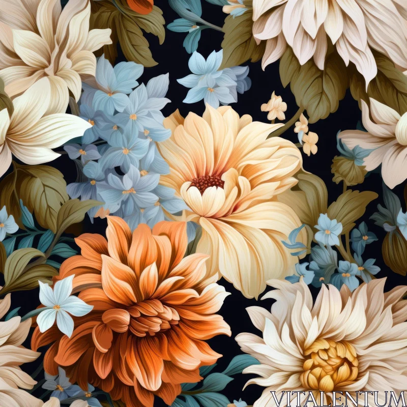 AI ART Dark Floral Seamless Pattern for Wallpapers and Fabric Prints