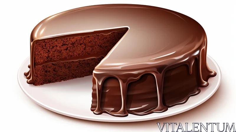 Decadent Chocolate Cake with Missing Slice AI Image