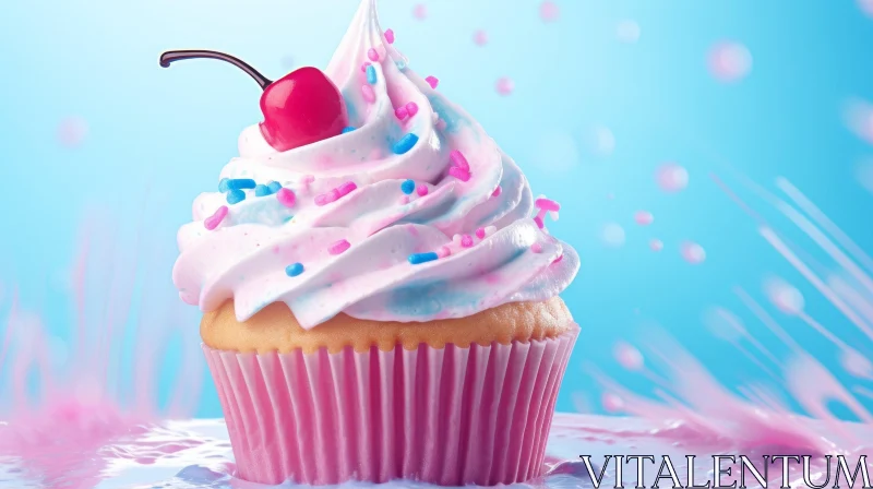 Delicious Cupcake with Cherry - Sweet Treat AI Image