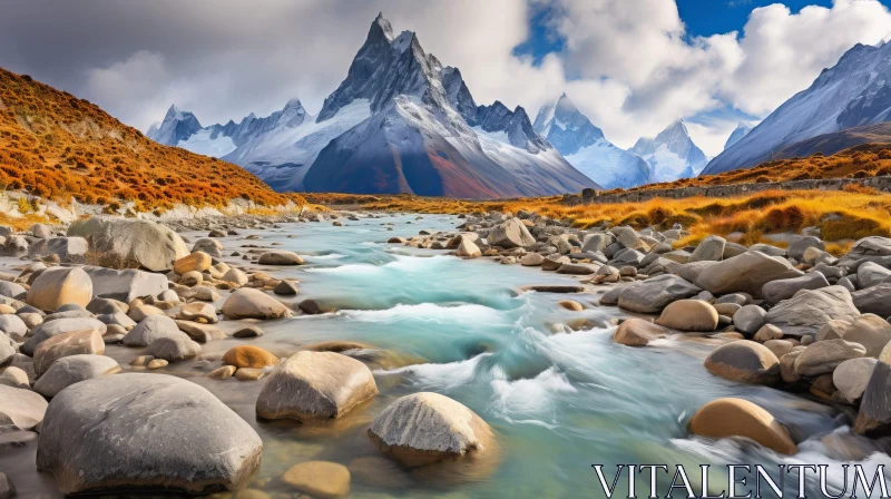 Mountain River Landscape Photography AI Image