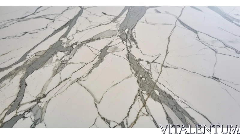 Polished White Marble Surface with Grey Veins - Unique Pattern AI Image