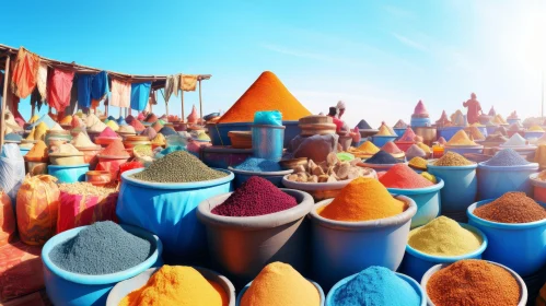 Spice Market Scene: Vibrant Colors and Activity