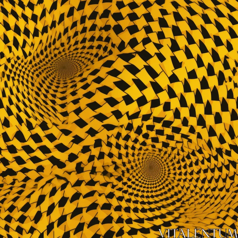 Spinning Hexagon Optical Illusion in Black and Yellow AI Image