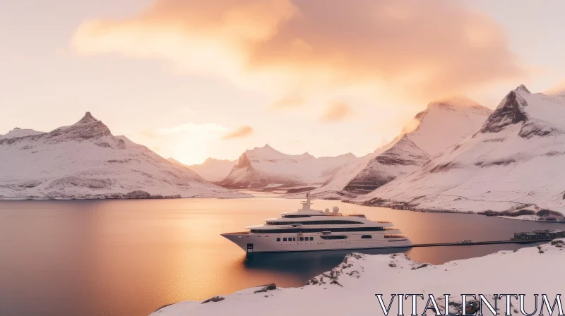 Tranquil Yacht Scene in Majestic Fjord AI Image